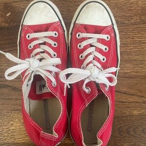 Converse Red Canvas Sneakers with White Accents